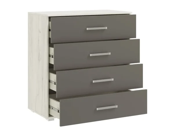 Комод 4 ящика Фиеста NEW 800 графит/дуб крафт белый Комод 4 ящика Фиеста NEW 800 графит/дуб крафт белый