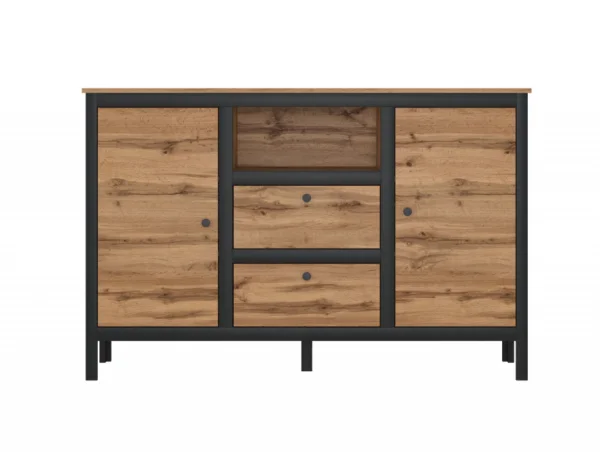 Тумба Лофт KOM2D2S/150 дуб вотан/черный Тумба Лофт KOM2D2S/150 дуб вотан/черный