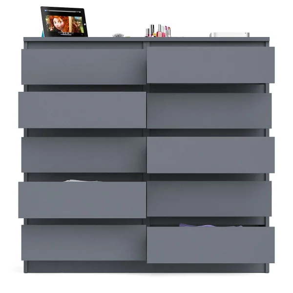 Комод десять выдвижных ящиков МК 1200.10 графит Комод десять выдвижных ящиков МК 1200.10 графит