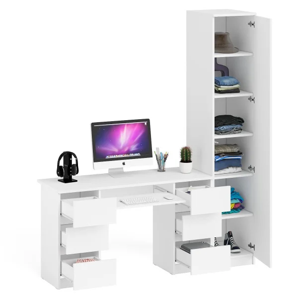 Комплект Мори Стол компьютерный МС-2 + Пенал МШ 400.1 белый