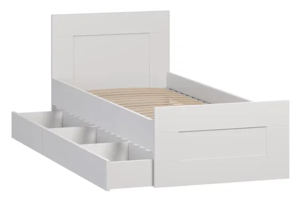 Кровать одинарная Сириус с ящиками 90х200 белый Кровать одинарная Сириус с ящиками 90х200 белый