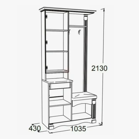 Прихожая Саша-15 белый/анкор светлый Прихожая Саша-15 белый/анкор светлый