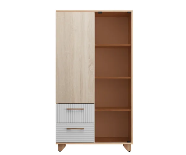 Стеллаж Копенгаген со стеклом дуб сонома/белый матовый Стеллаж Копенгаген со стеклом дуб сонома/белый матовый