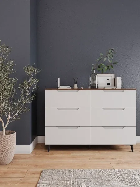 Комод Роза 1300 орех франклин/белый софт тренто Комод Роза 1300 орех франклин/белый софт тренто