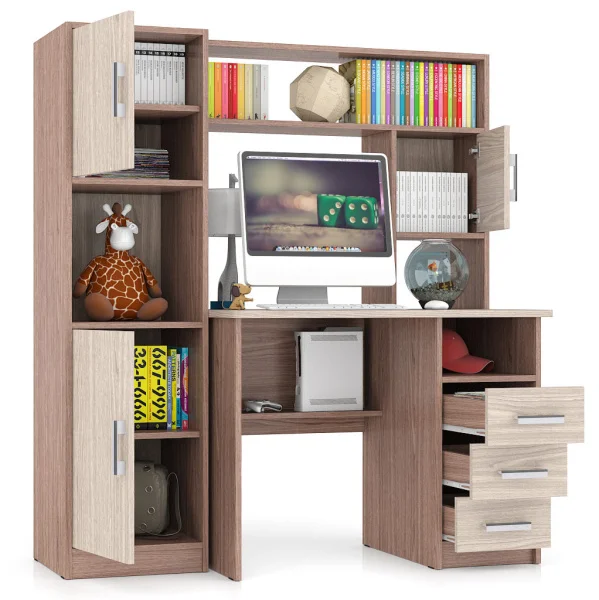 Компьютерный стол с пеналом СК-9 ясень шимо темный/ясень шимо светлый