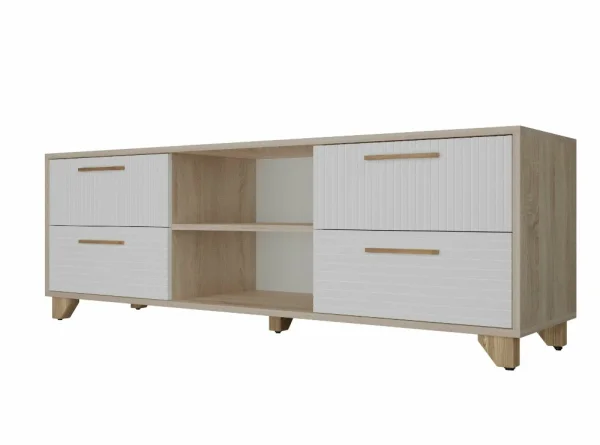 Тумба под ТВ с нишей Копенгаген дуб сонома/белый матовый