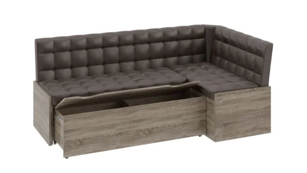 Скамья угловая Форест со спальным местом дуб сонома трюфель, кожзам коричневый Скамья угловая Форест со спальным местом дуб сонома трюфель, кожзам коричневый