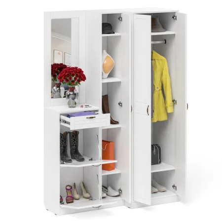 Модульная прихожая П-6 белое дерево фрезеровка прованс