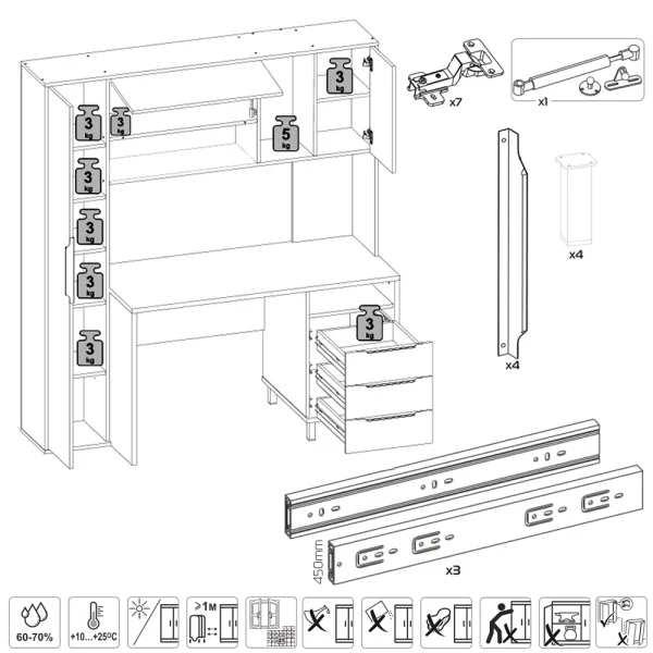 Стол компьютерный Комфорт 12.95 тёмно-серый/белый премиум