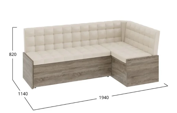 Скамья угловая Форест со спальным местом дуб сонома трюфель, кожзам бежевый Скамья угловая Форест со спальным местом дуб сонома трюфель, кожзам бежевый