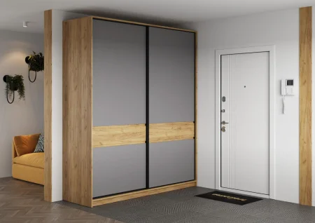 Шкаф-купе Бостон ШК-005 дуб крафт золотой/серый шифер