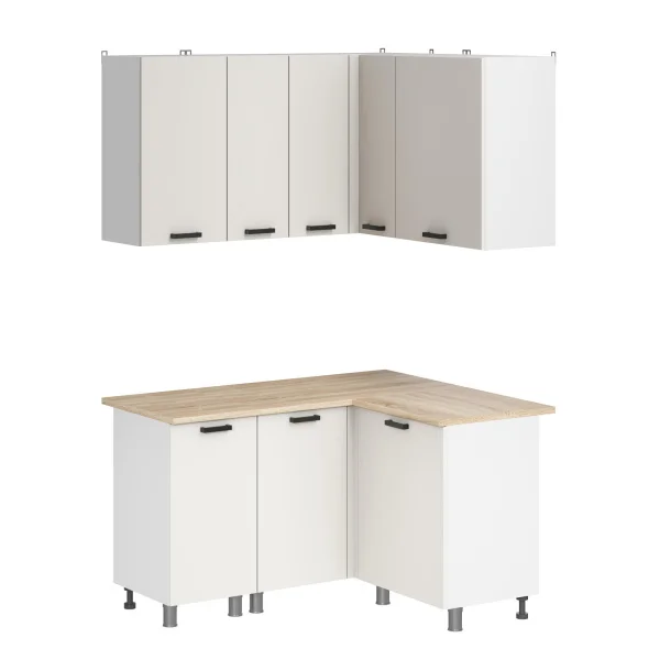 Кухонный гарнитур угловой Лаванда 1400х1200 молочный