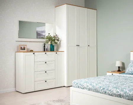 Шкаф Остин 16.307 белый шагрень/дуб крафт золотой