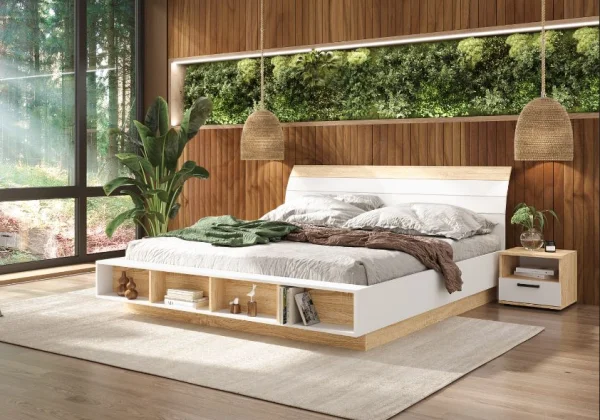 Кровать Санса 1.6х2.0 дуб сонома/белый