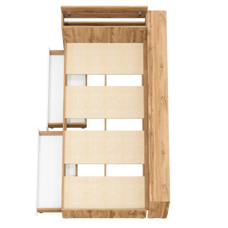 Кровать с ящиками 900 с прикроватным блоком Ксения дуб вотан/белый