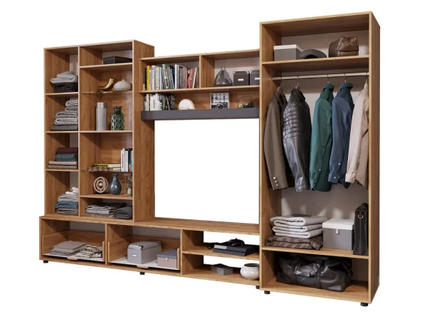 Стенка Сафари дуб крафт золотой/графит