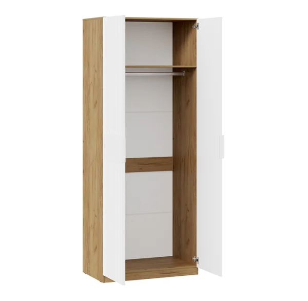 Шкаф для одежды Хилтон дуб крафт золотой/белый матовый