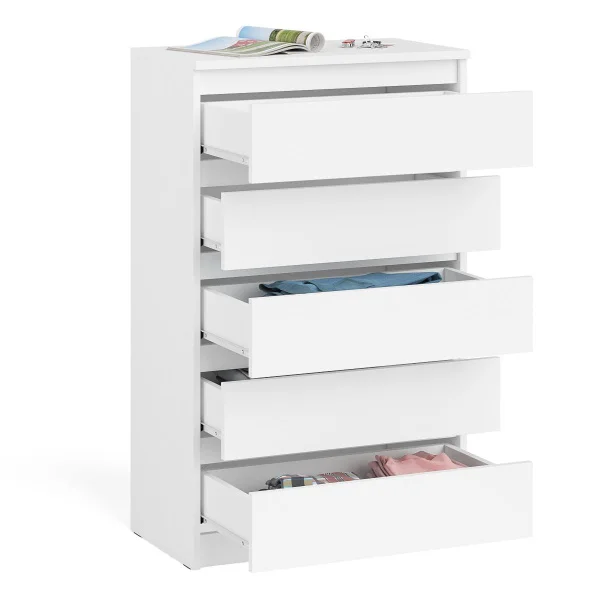 Узкий комод пять ящиков МК 700.5 белый Узкий комод пять ящиков МК 700.5 белый