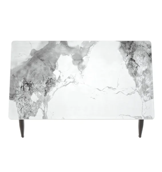 Обеденный стол DT-27 белый мрамор глянец