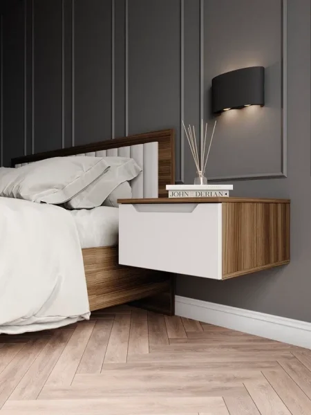 Тумба прикроватная подвесная Роза орех франклин/белый софт тренто Тумба прикроватная подвесная Роза орех франклин/белый софт тренто