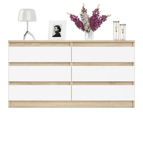 Комод на шесть ящиков МК 1380.6 дуб сонома/белый Комод на шесть ящиков МК 1380.6 дуб сонома/белый