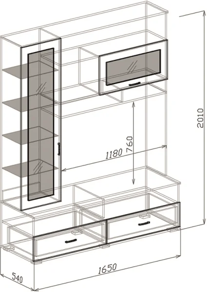 Витрина Оскар №5 венге/белый глянец.