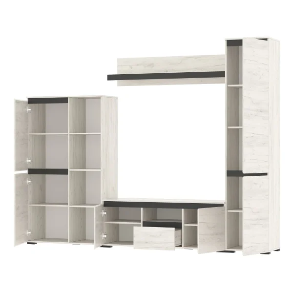 Пенал Гретта 2С дуб крафт белый/антрацит