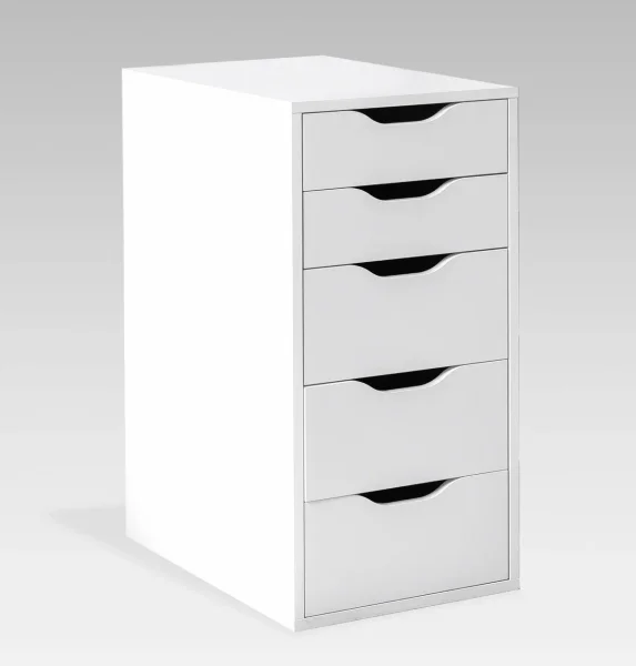 Узкий комод 5 ящиков Ингар белый