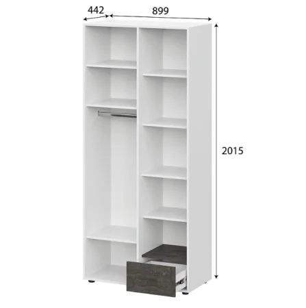 Шкаф комбинированный Анри белый текстурный/дуб золотой/железный камень