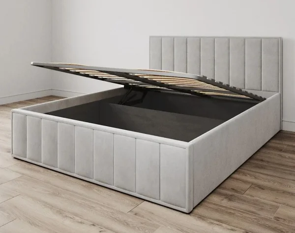 Кровать Лана 140х200 с подъемным механизмом, велюр серый софт Кровать Лана 140х200 с подъемным механизмом, велюр серый софт
