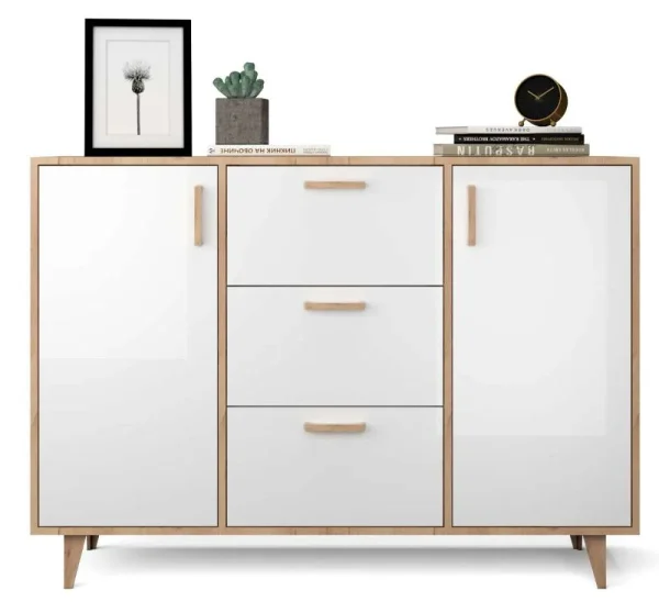 Комод Эго К-2 (НГ) дуб крафт золотой/белый глянец Комод Эго К-2 (НГ) дуб крафт золотой/белый глянец