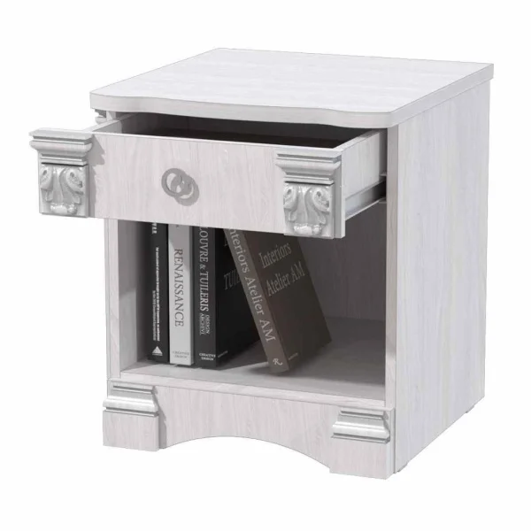 Тумба прикроватная Ольга-1Н белый экспо/анкор светлый Тумба прикроватная Ольга-1Н белый экспо/анкор светлый