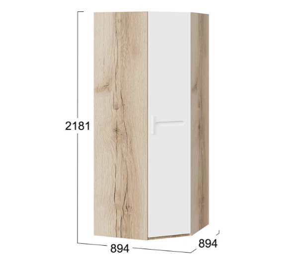 Шкаф угловой с 1-ой глухой дверью дуб делано/белый глянец Шкаф угловой с 1-ой глухой дверью дуб делано/белый глянец