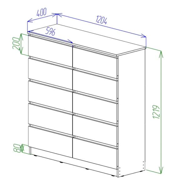 Комод Охта Лайт 1200.10 дуб вотан/белый Комод Охта Лайт 1200.10 дуб вотан/белый