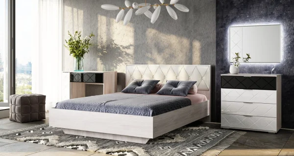 Кровать Кимберли КР-13 ясень белый/белый глянец Кровать Кимберли КР-13 ясень белый/белый глянец