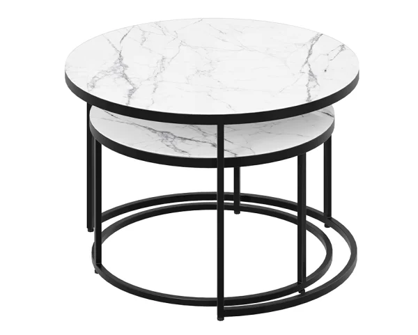 Стол журнальный Вега черный, стекло белый мрамор Стол журнальный Вега черный, стекло белый мрамор