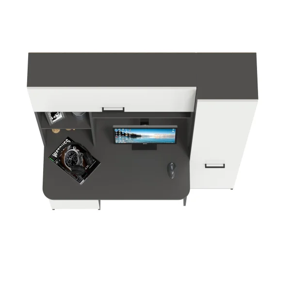 Стол рабочий 6-0603 Aльфа графит/белый