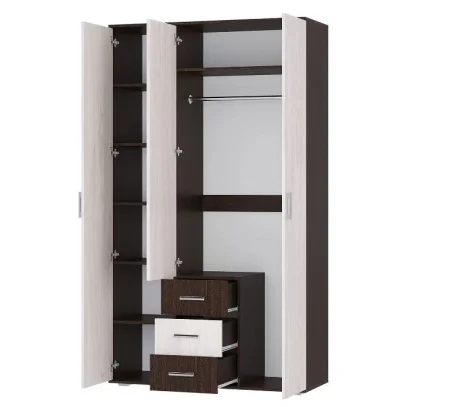 Шкаф 3-х створчатый Белла венге/ясень белый