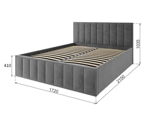 Кровать Лана 160х200 с подъемным механизмом, велюр графит софт Кровать Лана 160х200 с подъемным механизмом, велюр графит софт