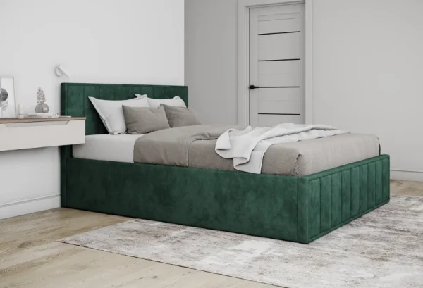 Кровать Лана 140х200 с подъемным механизмом, велюр зеленый софт Кровать Лана 140х200 с подъемным механизмом, велюр зеленый софт