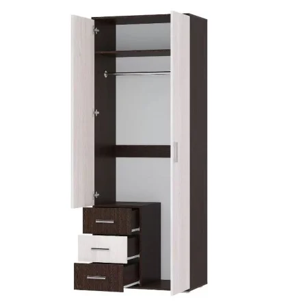 Шкаф 2-х створчатый Белла венге/ясень белый