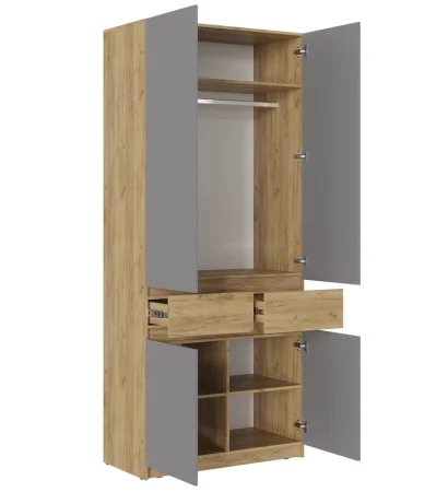 Шкаф Бостон ШК-001 дуб крафт золотой/серый шифер