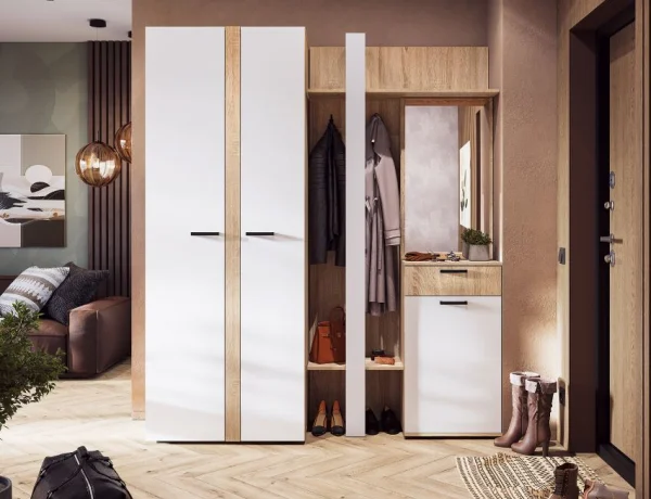 Шкаф 2-х створчатый Санса ШК-02 дуб сонома/белый