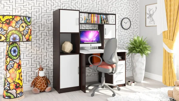 Компьютерный стол с пеналом СК-9 венге/белый