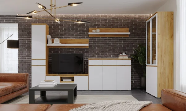 Пенал с ящиком Гретта 2С1Я дуб крафт золотой/белый