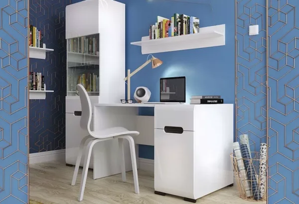 Стол письменный Ацтека BIU1D1S/8/12 белый глянец