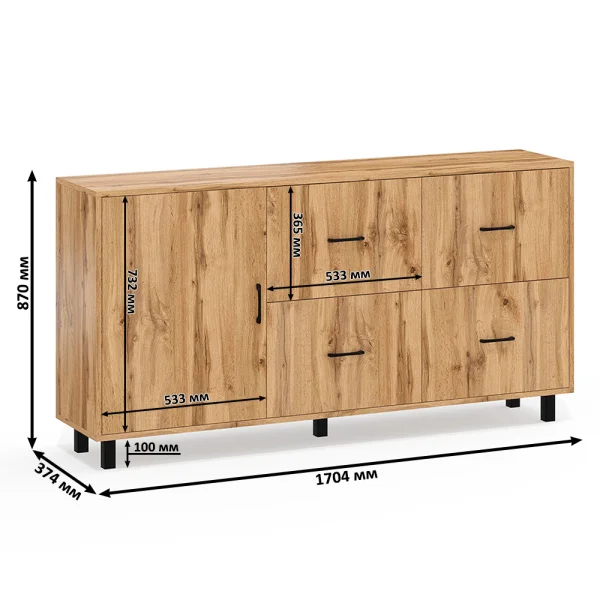 Комод 125-1704 дуб вотан Комод 125-1704 дуб вотан