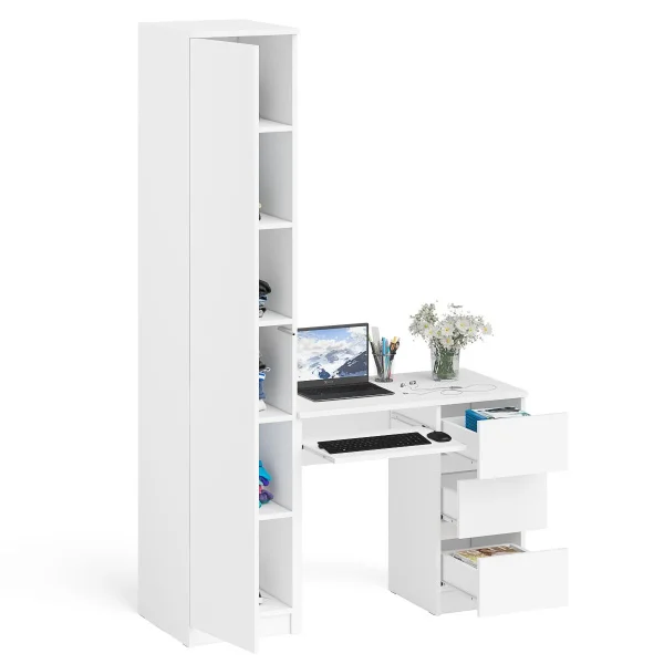 Комплект Мори Стол компьютерный МС-6 правый + Пенал МШ 400.1 белый