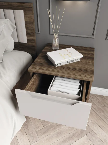 Тумба прикроватная подвесная Роза орех франклин/бежевый софт тренто Тумба прикроватная подвесная Роза орех франклин/бежевый софт тренто