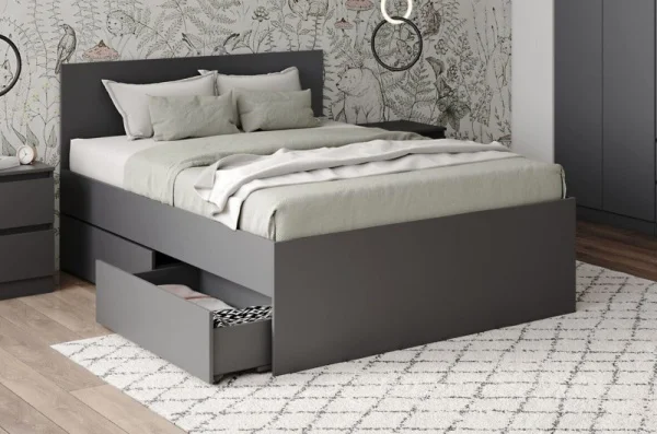 Кровать полутороспальная Мори с ящиками КРМЯ 1200.1 графит Кровать полутороспальная Мори с ящиками КРМЯ 1200.1 графит
